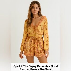 Spell & The Gypsy Bohemian Floral Romper Dress. Size Small